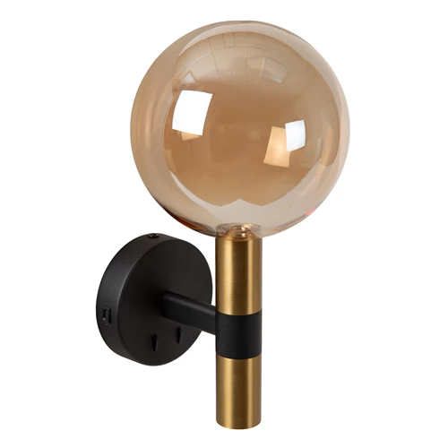 Lucide JOSIANE - Lámpara de pared - Ø 18 cm - 1xG9 - Con punto de carga USB - Negro - Vibes - apagado